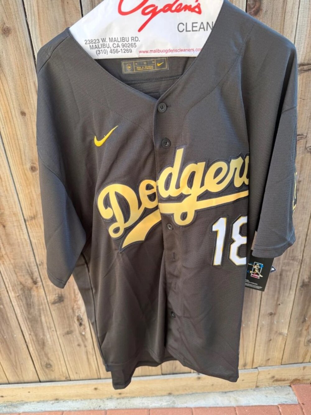 Yoshinobu Yamamoto #18 LA Dodgers Black/Gold Jersey NWT XL